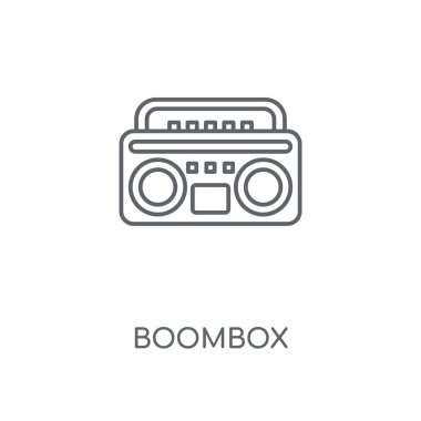 Boombox doğrusal simgesi. Boombox kavramı kontur sembolü tasarım. İnce grafik öğeleri illüstrasyon, beyaz bir arka plan, eps 10 anahat desen vektör.