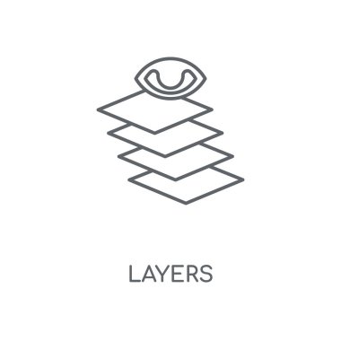 Katmanlar doğrusal simgesi. Kavramı kontur sembolü tasarım katmanlar. İnce grafik öğeleri illüstrasyon, beyaz bir arka plan, eps 10 anahat desen vektör.
