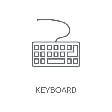Klavye doğrusal simgesi. Klavye kavramı kontur sembol tasarımı. İnce grafik öğeleri illüstrasyon, beyaz bir arka plan, eps 10 anahat desen vektör.