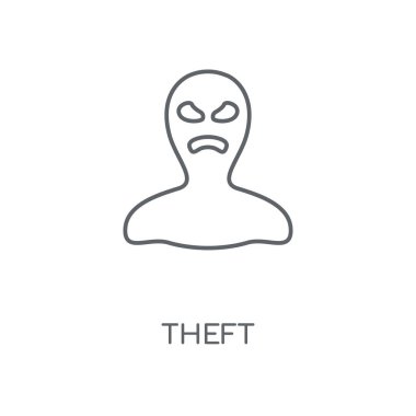 Hırsızlık doğrusal simgesi. Hırsızlık kavramı kontur sembolü tasarım. İnce grafik öğeleri illüstrasyon, beyaz bir arka plan, eps 10 anahat desen vektör.