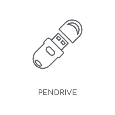 Pendrive doğrusal simgesi. Pendrive kavramı kontur sembolü tasarım. İnce grafik öğeleri illüstrasyon, beyaz bir arka plan, eps 10 anahat desen vektör.