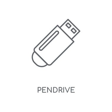 Pendrive doğrusal simgesi. Pendrive kavramı kontur sembolü tasarım. İnce grafik öğeleri illüstrasyon, beyaz bir arka plan, eps 10 anahat desen vektör.