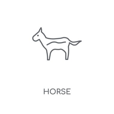 At doğrusal simgesi. At kavramı kontur sembolü tasarım. İnce grafik öğeleri illüstrasyon, beyaz bir arka plan, eps 10 anahat desen vektör.