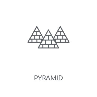 Piramit doğrusal simgesi. Kavramı kontur sembolü tasarım piramit. İnce grafik öğeleri illüstrasyon, beyaz bir arka plan, eps 10 anahat desen vektör.