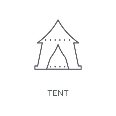 Çadır doğrusal simgesi. Çadır kavramı kontur sembolü tasarım. İnce grafik öğeleri illüstrasyon, beyaz bir arka plan, eps 10 anahat desen vektör.