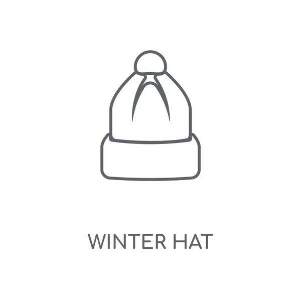 Chapeau Hiver Icône Linéaire Chapeau Hiver Concept Course Symbole Design — Image vectorielle