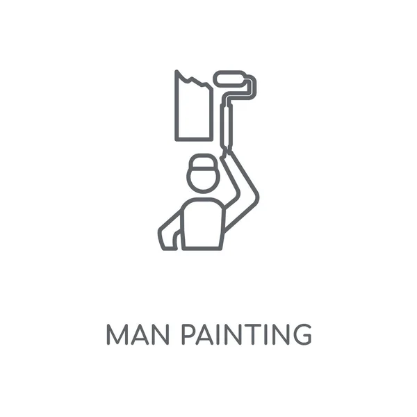 Muž Malba Lineární Ikona Muž Malování Koncepce Tahu Symbol Designu — Stockový vektor