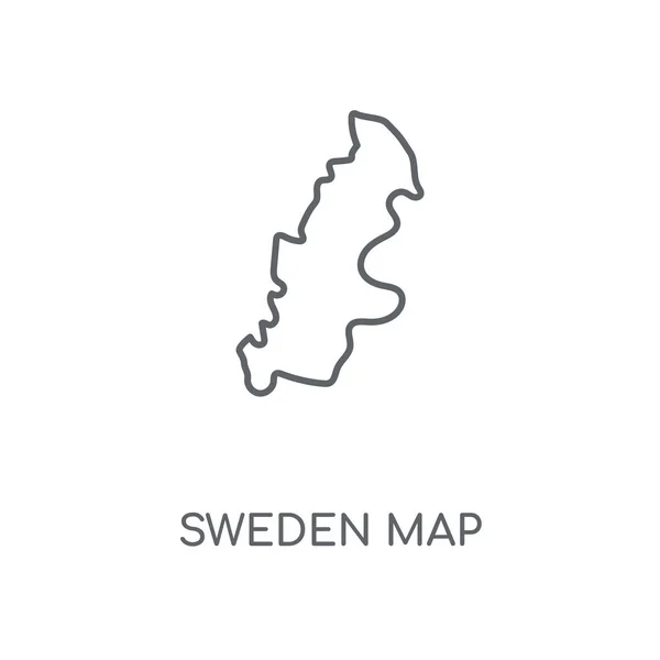 Schwedische Karte Lineares Symbol Schweden Map Concept Stroke Symbol Design — Stockvektor