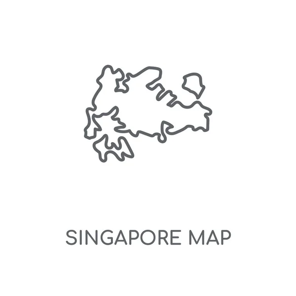 Carte Singapour Icône Linéaire Singapour Carte Concept Trait Symbole Design — Image vectorielle