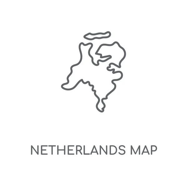 Lineaire Kaartpictogram Nederland Nederland Kaart Beroerte Symbool Conceptontwerp Dunne Grafische — Stockvector