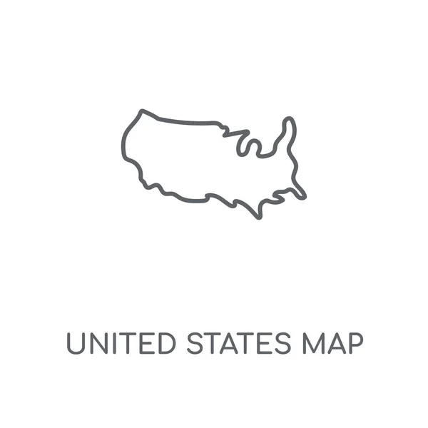 Estados Unidos Mapa Ícone Linear Estados Unidos Mapa Conceito Traço — Vetor de Stock