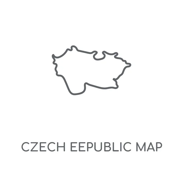 Checa Eepublic Mapa Lineal Icono Czech Eepublic Map Concept Stroke — Vector de stock