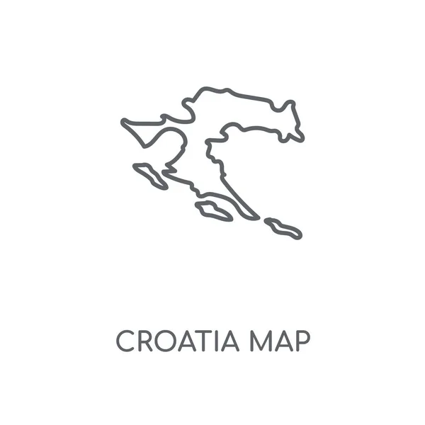 Mappa Della Croazia Icona Lineare Croazia Mappa Concetto Corsa Simbolo — Vettoriale Stock