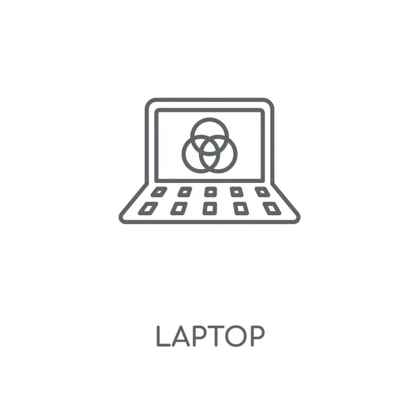 Icona Lineare Laptop Design Del Simbolo Del Tratto Del Computer — Vettoriale Stock