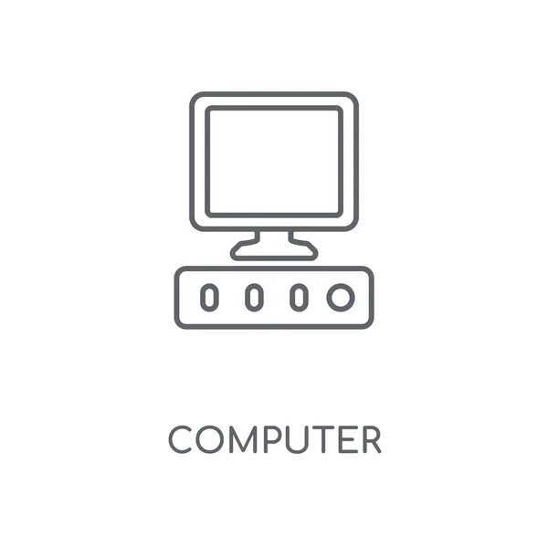コンピューター線形アイコン コンピューター概念ストローク シンボル デザイン 薄いグラフィック要素ベクトル イラスト 白い背景 Eps の概要パターン — ストックベクタ