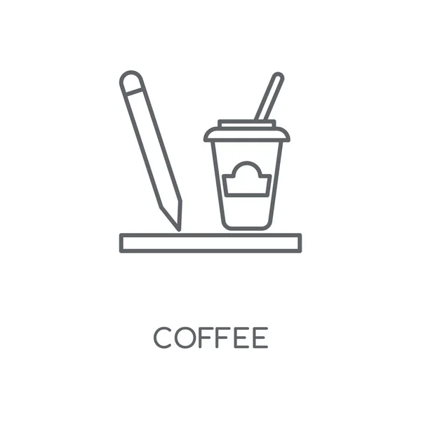 コーヒーの線形アイコン コーヒー コンセプト ストローク シンボル デザイン 薄いグラフィック要素ベクトル イラスト 白い背景 Eps — ストックベクタ