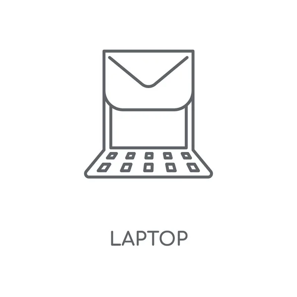 Laptop Lineárního Ikona Přenosný Počítač Koncept Tahu Symbol Design Tenké — Stockový vektor