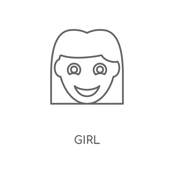 女孩线性图标 女孩概念笔画符号设计 薄的图形元素向量例证 在白色背景上的轮廓样式 Eps — 图库矢量图片