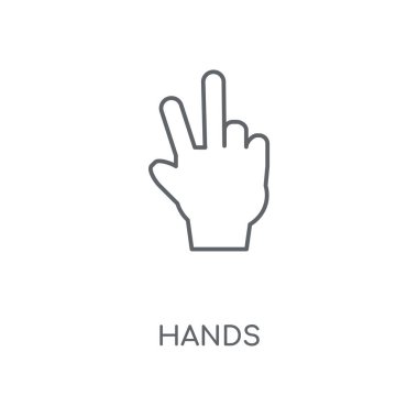 Eller doğrusal simgesi. Eller kavramı kontur sembolü tasarım. İnce grafik öğeleri illüstrasyon, beyaz bir arka plan, eps 10 anahat desen vektör.