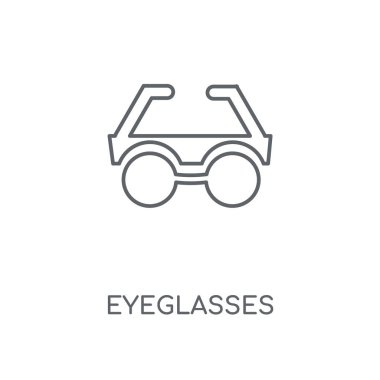 Gözlük doğrusal simgesi. Gözlük kavramı kontur sembolü tasarım. İnce grafik öğeleri illüstrasyon, beyaz bir arka plan, eps 10 anahat desen vektör.