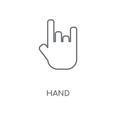 El doğrusal simgesi. El kavramı kontur sembolü tasarım. İnce grafik öğeleri illüstrasyon, beyaz bir arka plan, eps 10 anahat desen vektör.