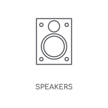 Hoparlörler doğrusal simgesi. Hoparlör kavramı kontur sembolü tasarım. İnce grafik öğeleri illüstrasyon, beyaz bir arka plan, eps 10 anahat desen vektör.