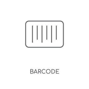Barkod doğrusal simgesi. Barkod kavramı kontur sembolü tasarım. İnce grafik öğeleri illüstrasyon, beyaz bir arka plan, eps 10 anahat desen vektör.