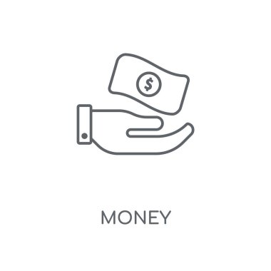 Para doğrusal simgesi. Para kavramı kontur sembolü tasarım. İnce grafik öğeleri illüstrasyon, beyaz bir arka plan, eps 10 anahat desen vektör.