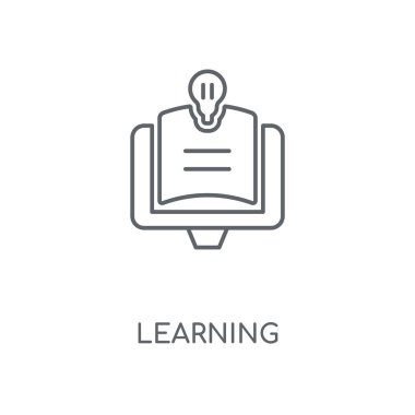 Öğrenme doğrusal simgesi. Öğrenme kavramı kontur sembolü tasarım. İnce grafik öğeleri illüstrasyon, beyaz bir arka plan, eps 10 anahat desen vektör.