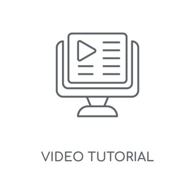 Video tutorial doğrusal simgesi. Video öğretici kavramı kontur sembolü tasarım. İnce grafik öğeleri illüstrasyon, beyaz bir arka plan, eps 10 anahat desen vektör.