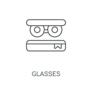 Gözlük doğrusal simgesi. Gözlük kavramı kontur sembolü tasarım. İnce grafik öğeleri illüstrasyon, beyaz bir arka plan, eps 10 anahat desen vektör.