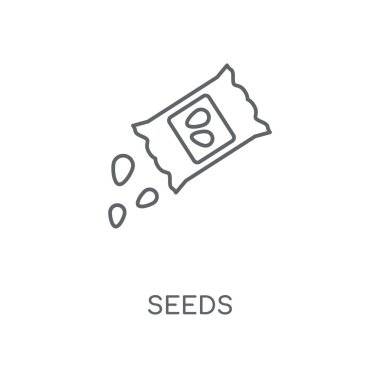 Tohum doğrusal simgesi. Tasarım kavramı kontur sembol tohumlar. İnce grafik öğeleri illüstrasyon, beyaz bir arka plan, eps 10 anahat desen vektör.