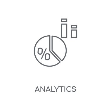 Analitik doğrusal simgesi. Analytics kavramı kontur sembolü tasarım. İnce grafik öğeleri illüstrasyon, beyaz bir arka plan, eps 10 anahat desen vektör.
