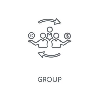 Grup doğrusal simgesi. Grup kavramı kontur sembolü tasarım. İnce grafik öğeleri illüstrasyon, beyaz bir arka plan, eps 10 anahat desen vektör.