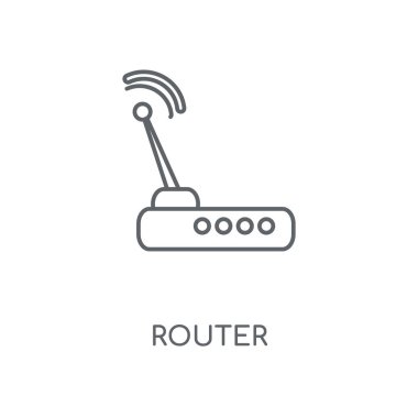 Yönlendirici doğrusal simgesi. Yönlendirici kavramı kontur sembolü tasarım. İnce grafik öğeleri illüstrasyon, beyaz bir arka plan, eps 10 anahat desen vektör.