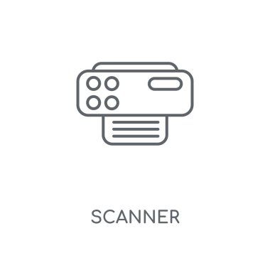 Tarayıcı doğrusal simgesi. Tarayıcı kavramı kontur sembolü tasarım. İnce grafik öğeleri illüstrasyon, beyaz bir arka plan, eps 10 anahat desen vektör.