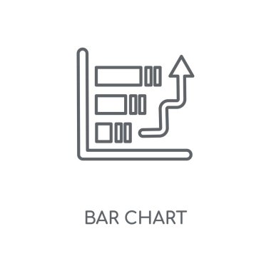 Çubuk grafik doğrusal simgesi. Çubuk grafik kavramı kontur sembolü tasarım. İnce grafik öğeleri illüstrasyon, beyaz bir arka plan, eps 10 anahat desen vektör.