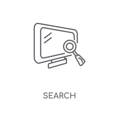 Arama doğrusal simgesi. Arama kavramı kontur sembol tasarımı. İnce grafik öğeleri illüstrasyon, beyaz bir arka plan, eps 10 anahat desen vektör.