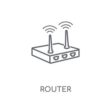 Yönlendirici doğrusal simgesi. Yönlendirici kavramı kontur sembolü tasarım. İnce grafik öğeleri illüstrasyon, beyaz bir arka plan, eps 10 anahat desen vektör.