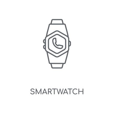 SmartWatch doğrusal simgesi. SmartWatch kavramı kontur sembolü tasarım. İnce grafik öğeleri illüstrasyon, beyaz bir arka plan, eps 10 anahat desen vektör.