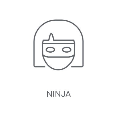 Ninja doğrusal simgesi. Ninja kavramı kontur sembolü tasarım. İnce grafik öğeleri illüstrasyon, beyaz bir arka plan, eps 10 anahat desen vektör.