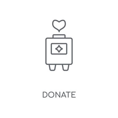 Doğrusal simgesi bağış yapın. Kavramı kontur sembolü tasarım bağış yapın. İnce grafik öğeleri illüstrasyon, beyaz bir arka plan, eps 10 anahat desen vektör.