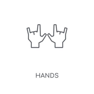 Eller doğrusal simgesi. Eller kavramı kontur sembolü tasarım. İnce grafik öğeleri illüstrasyon, beyaz bir arka plan, eps 10 anahat desen vektör.