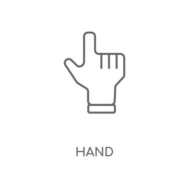 El doğrusal simgesi. El kavramı kontur sembolü tasarım. İnce grafik öğeleri illüstrasyon, beyaz bir arka plan, eps 10 anahat desen vektör.