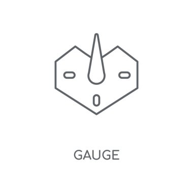 Doğrusal ölçer simgesi. Kavramı kontur sembolü tasarım ölçmek. İnce grafik öğeleri illüstrasyon, beyaz bir arka plan, eps 10 anahat desen vektör.