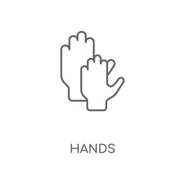 Eller doğrusal simgesi. Eller kavramı kontur sembolü tasarım. İnce grafik öğeleri illüstrasyon, beyaz bir arka plan, eps 10 anahat desen vektör.