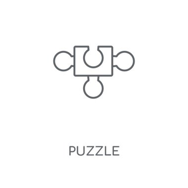 Bulmaca doğrusal simgesi. Kavramı kontur sembolü tasarım bulmaca. İnce grafik öğeleri illüstrasyon, beyaz bir arka plan, eps 10 anahat desen vektör.