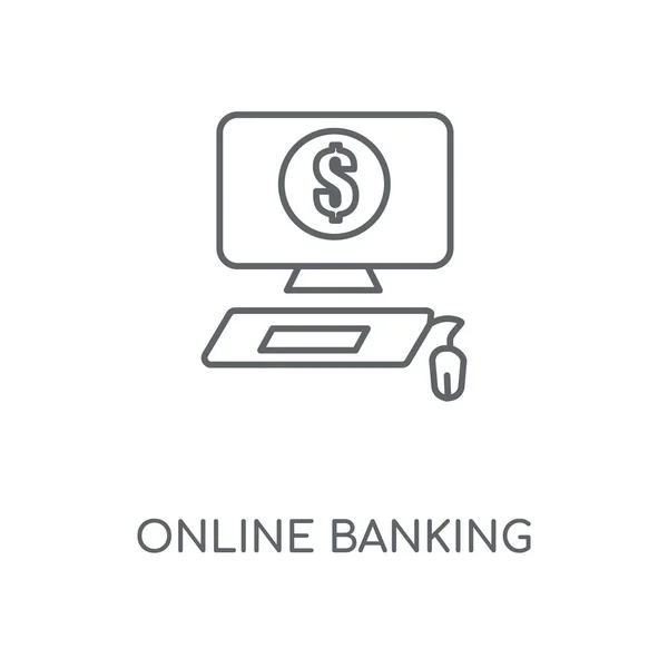 Ícone Linear Bancário Online Design Símbolo Curso Conceito Bancário Online — Vetor de Stock