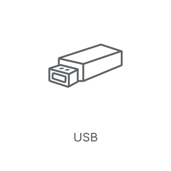 Lineární Ikona Usb Usb Symbol Tahu Koncepce Designu Tenké Grafické — Stockový vektor