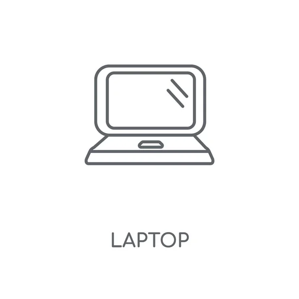 笔记本电脑线性图标 笔记本电脑概念笔画符号设计 薄的图形元素向量例证 在白色背景上的轮廓样式 Eps — 图库矢量图片